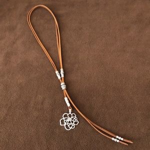 Handcrafted Unique Slide Necklace W/Faux Leather